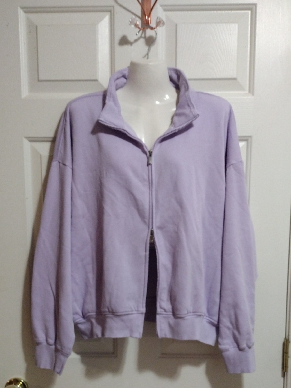 PINK Victoria's Secret Lilac Double Multi/ Full Zip Fleece Sweatshirt Large 🆕